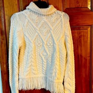 New Koko+Mason Fringe Hem Cable Knit Sweater XS NWT